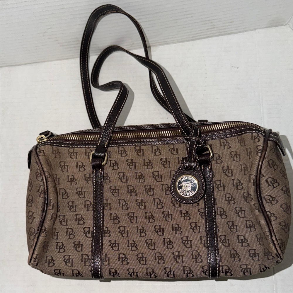 Dooney & Bourke Tan and Brown Logo Satchel